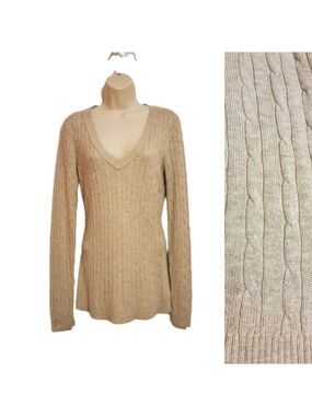 Ann Taylor LOFT Cable Knit V Neck Sweater Small